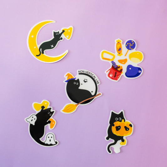 Spooky Climbing Black Cats Sticker Pack | Halloween Edition