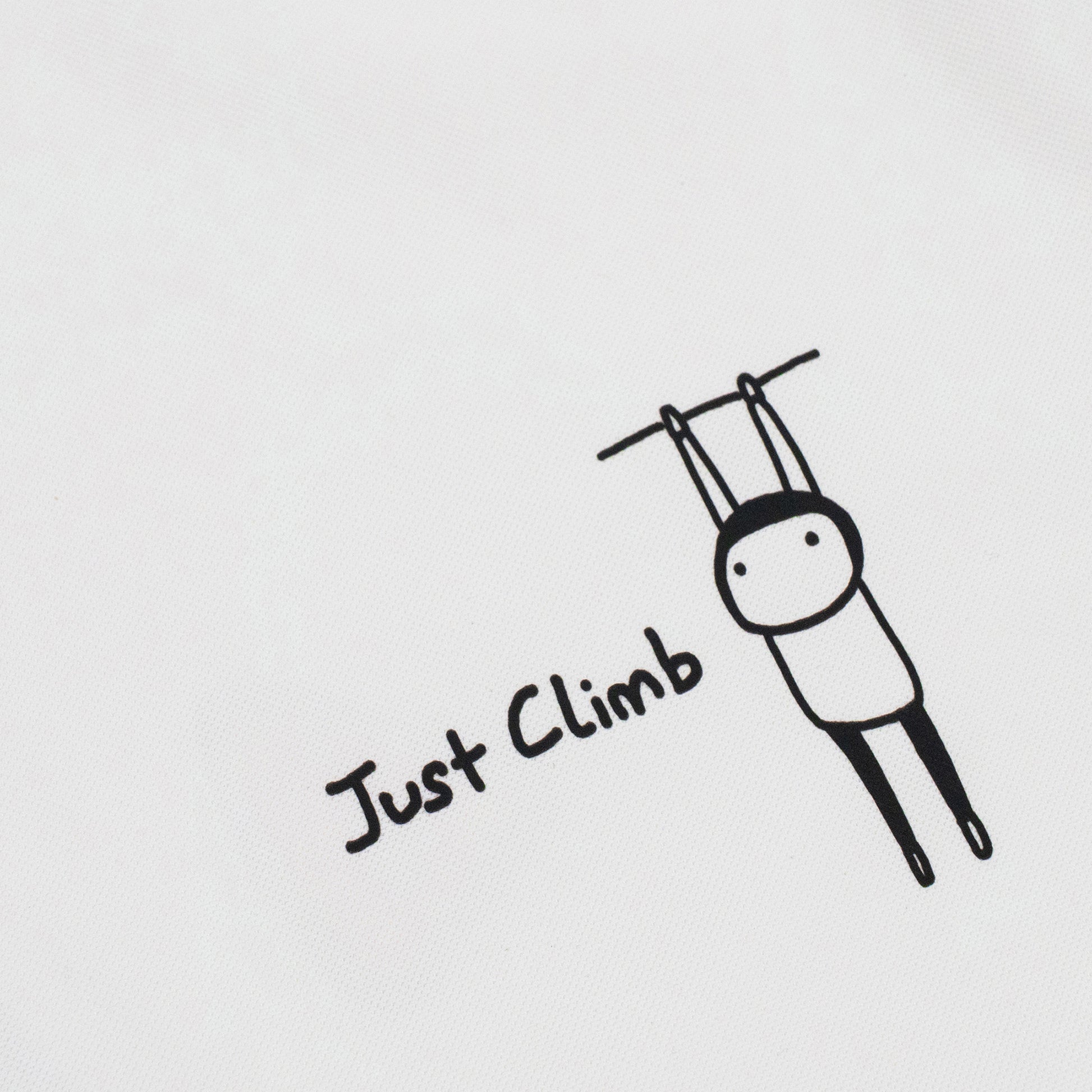 Black cat on a slab with the words “Just Stand Up” – perfect gift for climbers who’d rather smear than dyno.