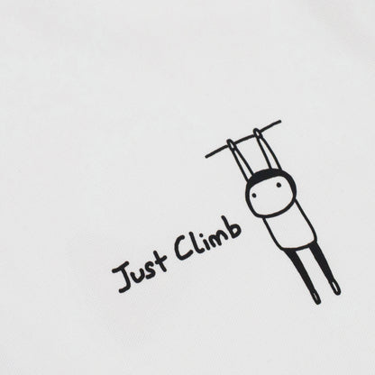Black cat on a slab with the words “Just Stand Up” – perfect gift for climbers who’d rather smear than dyno.