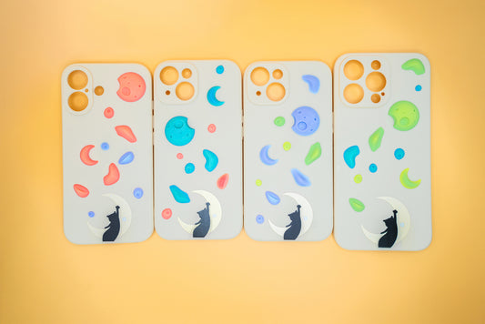 A black cat reaching up from a moon toward floating climbing holds – printed on a playful iPhone case, designed by Non Vertical Lab. A fun and thoughtful gift for climbers, cat lovers, and anyone who needs a little extra grip in life.