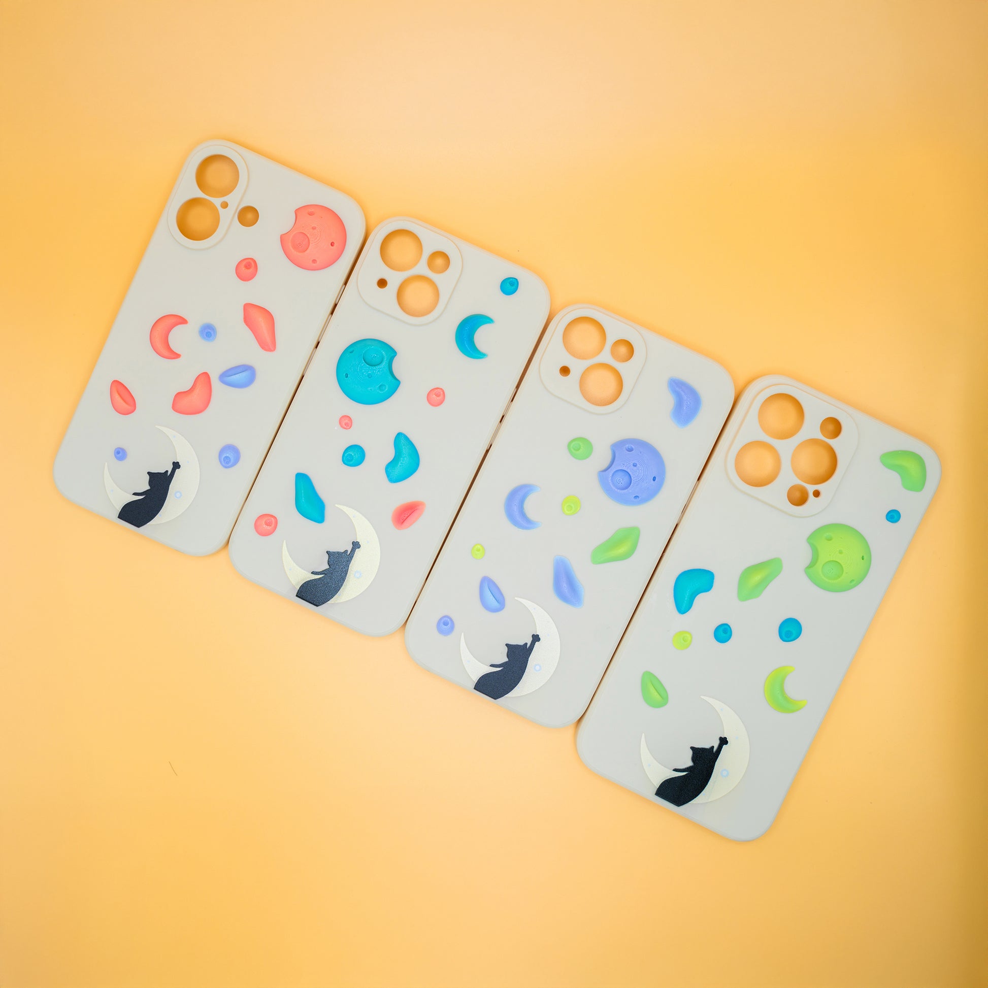 A black cat reaching up from a moon toward floating climbing holds – printed on a playful iPhone case, designed by Non Vertical Lab. A fun and thoughtful gift for climbers, cat lovers, and anyone who needs a little extra grip in life.